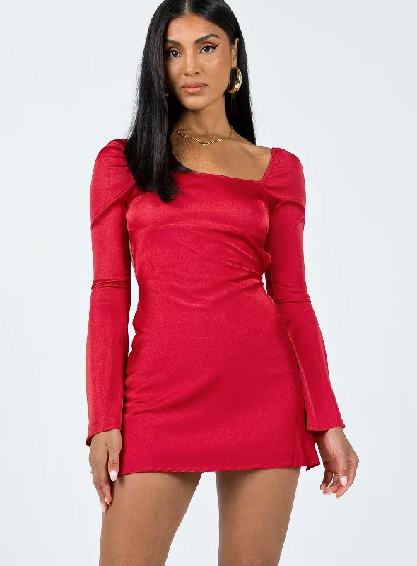 Beresford Long Sleeve Mini Dress Red