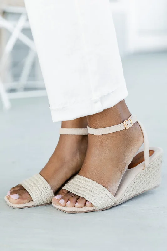 Bethany Natural Tweed Espadrille Wedges FINAL SALE