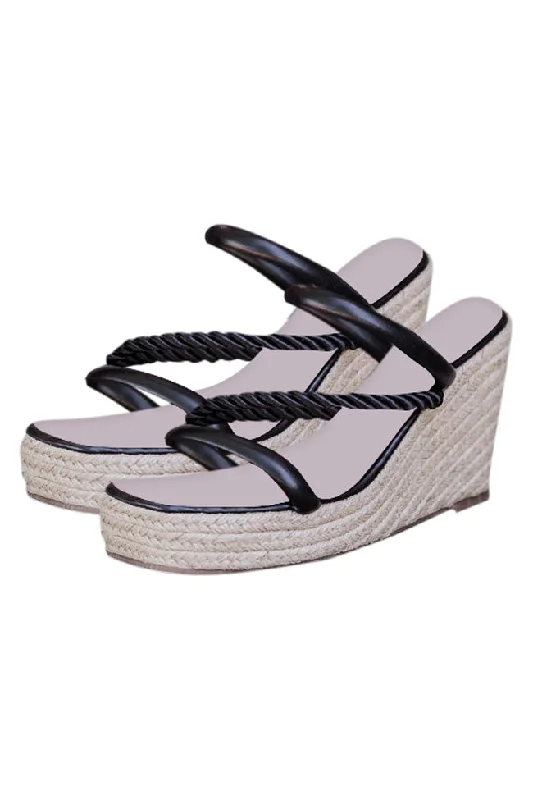 Blaine Black Rope Wedge FINAL SALE