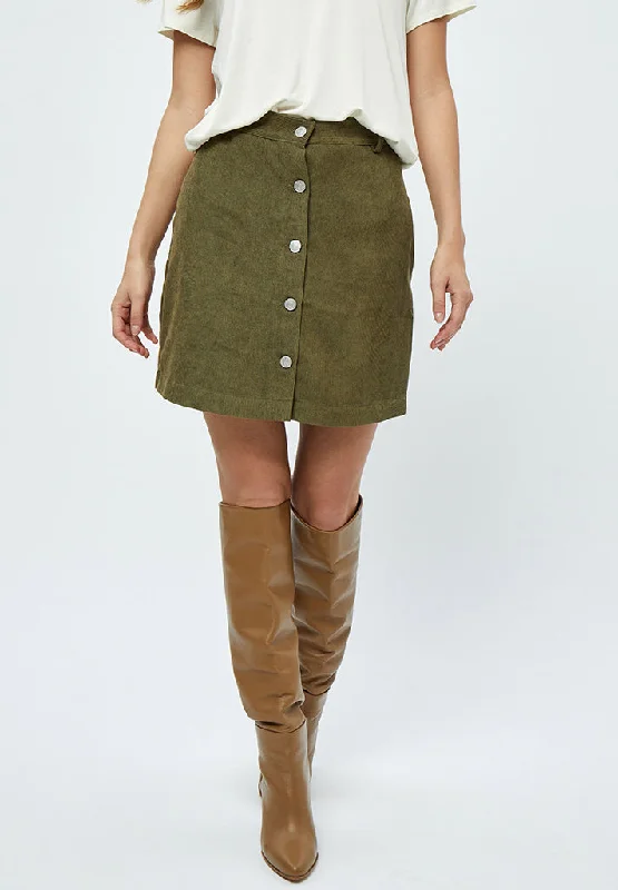 Efu High Waisted Button Down Skirt - BUTTERNUT