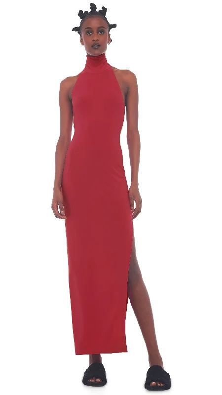 HALTER TURTLE SIDE SLIT GOWN