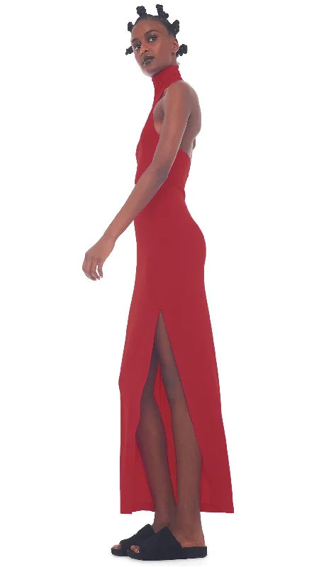 HALTER TURTLE SIDE SLIT GOWN