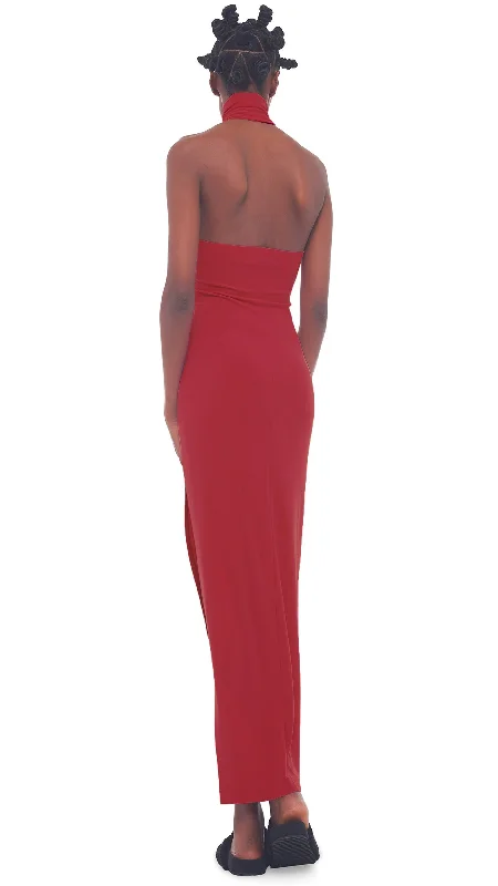 HALTER TURTLE SIDE SLIT GOWN