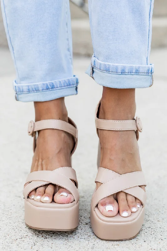 Jenni Nude Criss Cross Heel FINAL SALE