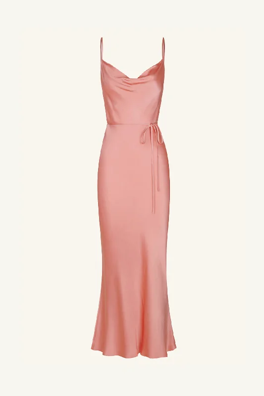 LA LUNE BIAS COWL MIDI DRESS - ANTIQUE ROSE