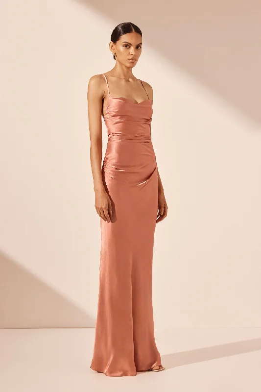 LA LUNE LACE BACK MAXI DRESS - ANTIQUE ROSE