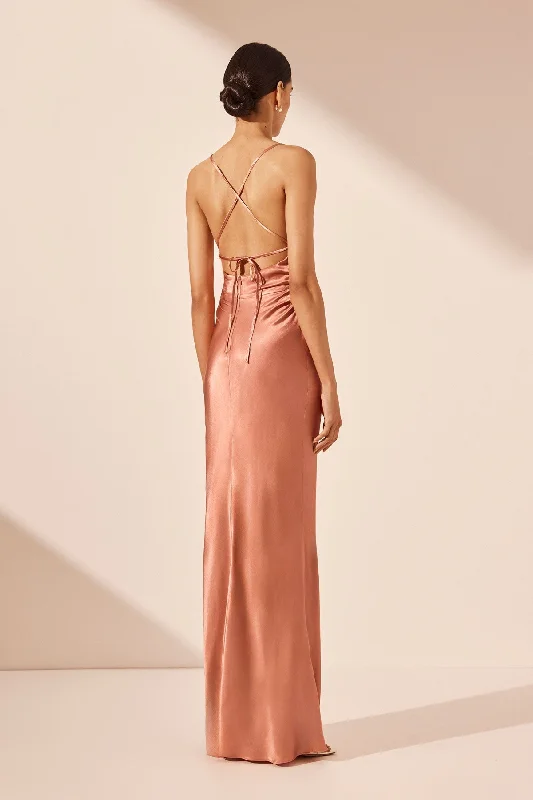 LA LUNE LACE BACK MAXI DRESS - ANTIQUE ROSE