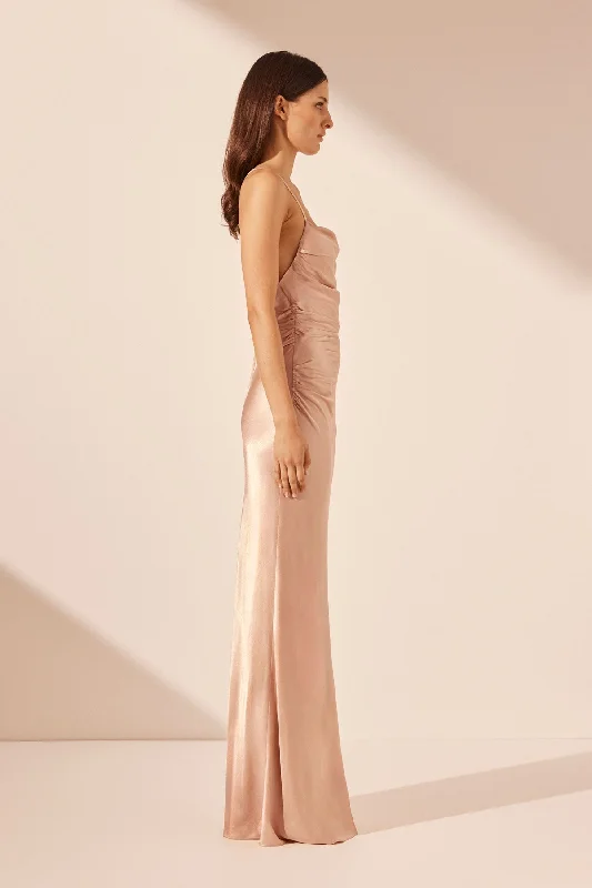 LA LUNE LACE BACK MAXI DRESS - DESERT ROSE