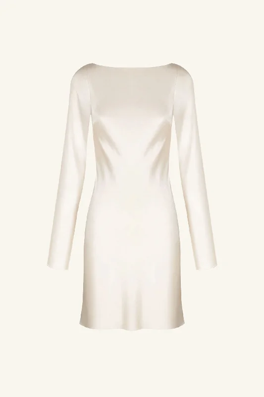 LA LUNE LONG SLEEVE BACKLESS MINI DRESS - CREAM