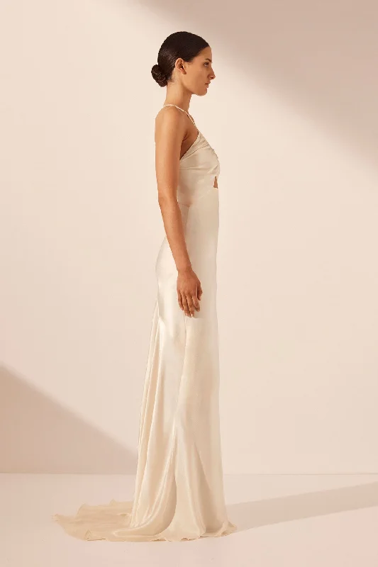 LA LUNE RUCHED BODICE MAXI DRESS - CREAM