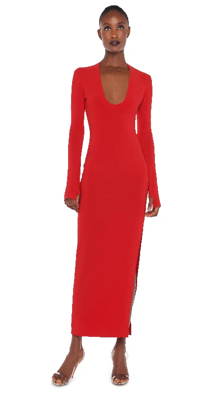 U NECK SIDE SLIT GOWN