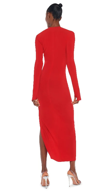 U NECK SIDE SLIT GOWN