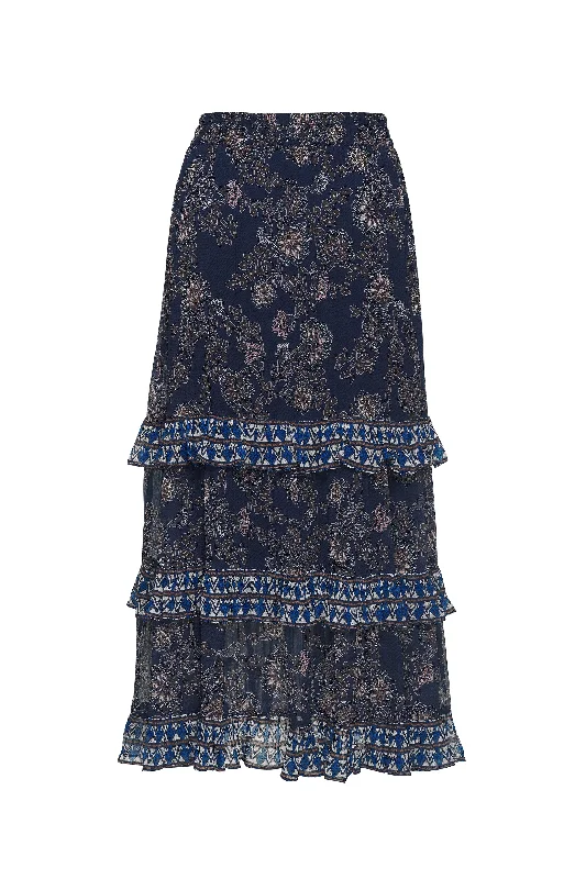 LOOBIES STORY WOOD CRAFT SKIRT - INDIGO MULTI