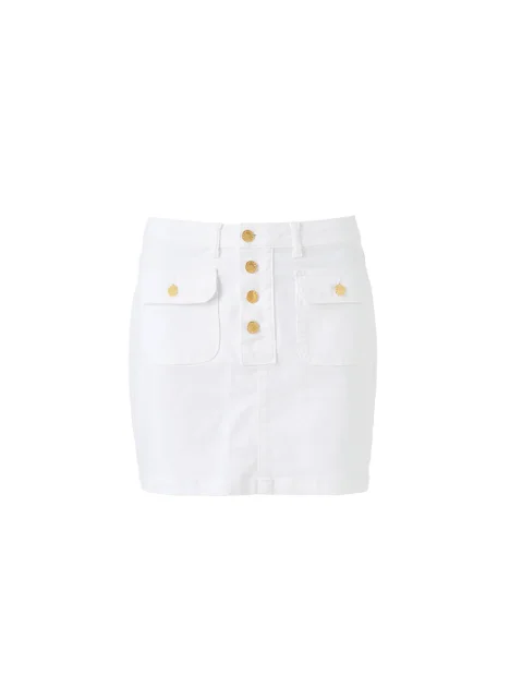 MELISSA ODABASH DYLAN DENIM SKIRT WHITE