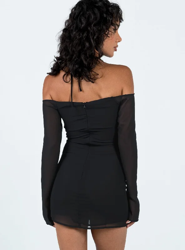 Tisha Off The Shoulder Mini Dress Black