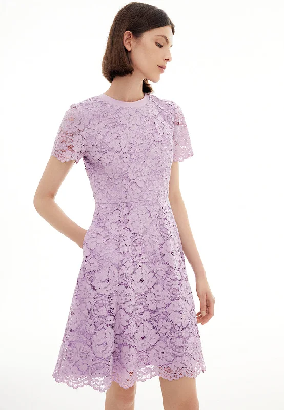 Lavender Lace Flared Cocktail Dress