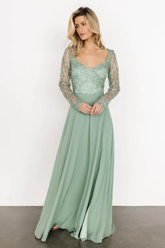 Adalaide Long Sleeve Maxi Dress | Dusty Sage