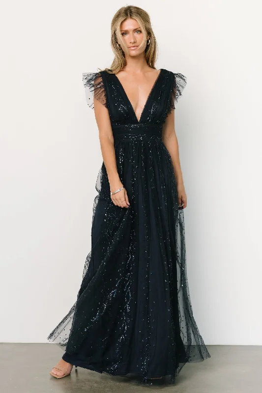 Annika Sequin Mesh Maxi Dress | Navy