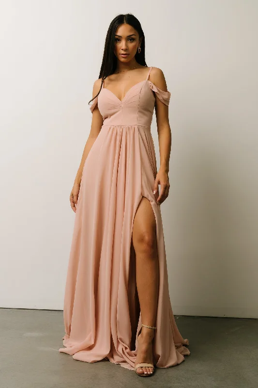 Bianca Lace Maxi Dress | Nude Blush