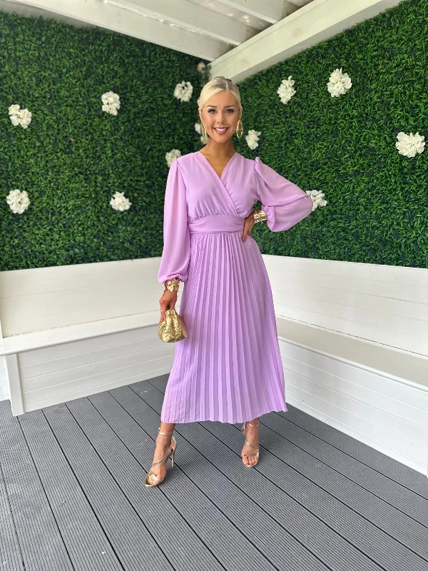 Caoimhe Pleated Midi Dress Lilac