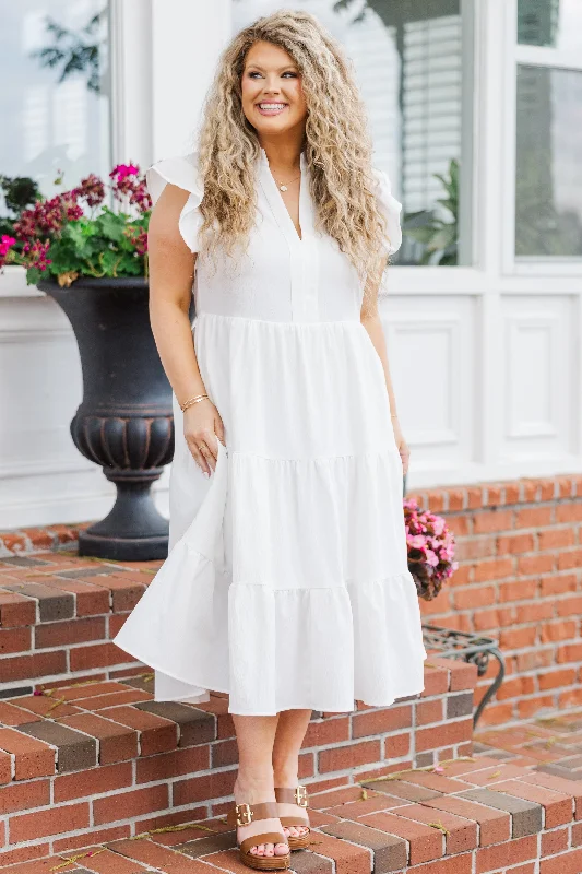 Don't Leave So Soon Midi Dress, White