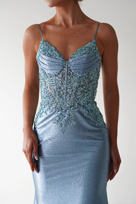 Eternity Glitter Bodycon Gown | Dusty Blue