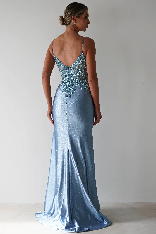 Eternity Glitter Bodycon Gown | Dusty Blue