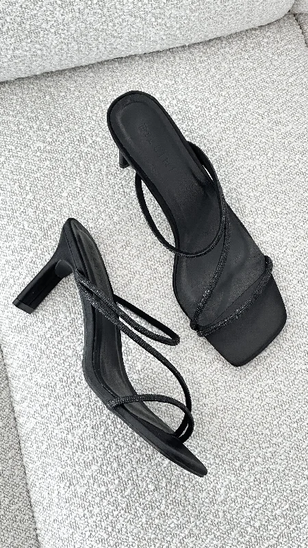 Femi Heel - Black Satin Diamante