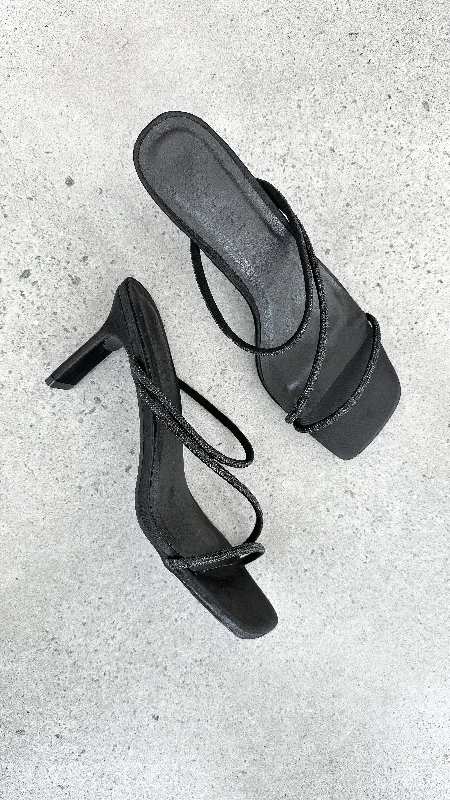 Femi Heel - Black Satin Diamante