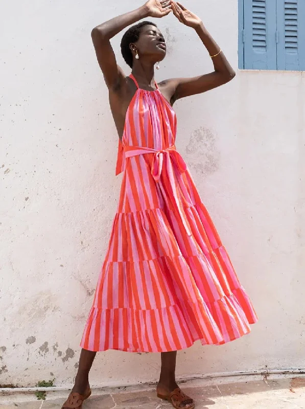 Julia Dress in Bubblegum Stripe