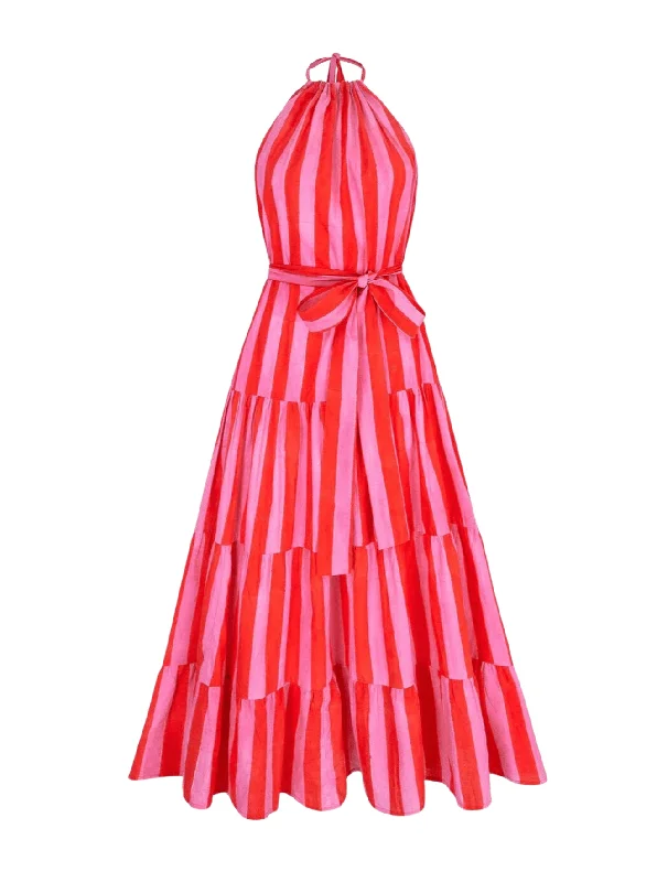 Julia Dress in Bubblegum Stripe