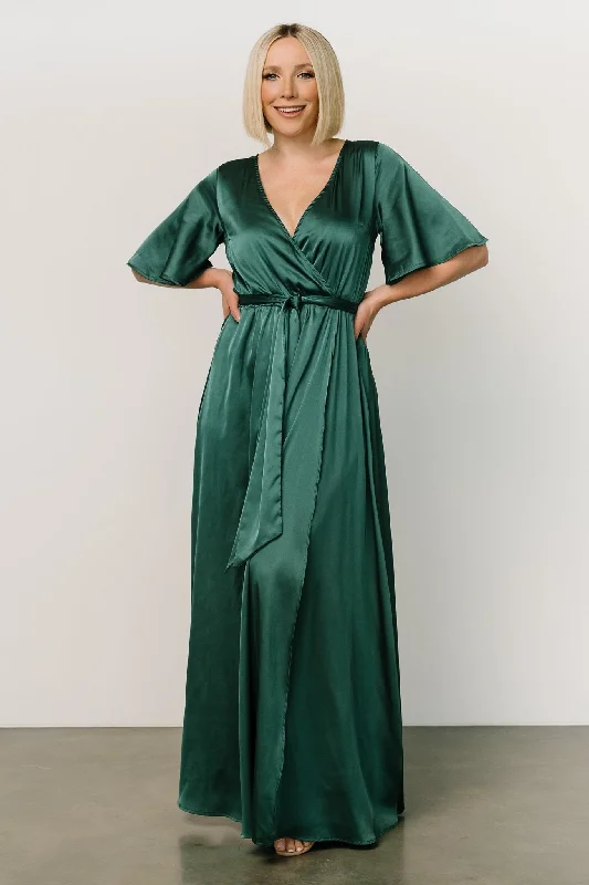 Kensington Satin Maxi Dress | Hunter Green