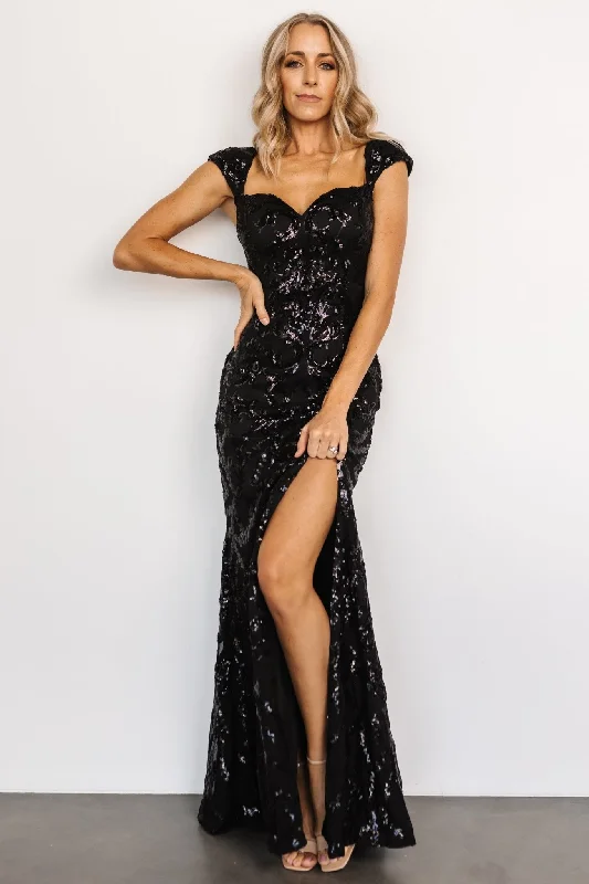 Kylene Sequin Maxi Gown | Black