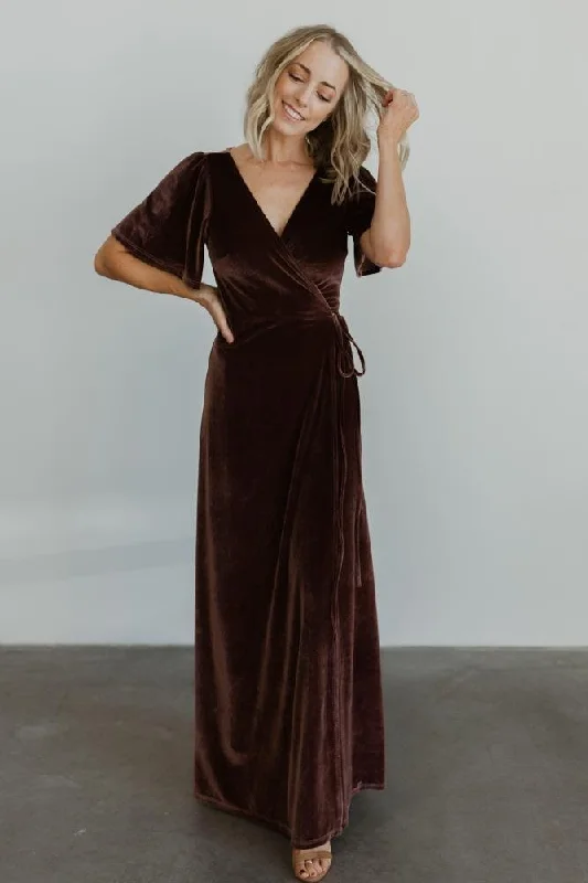 Meghan Velvet Wrap Maxi Dress | Dusty Plum