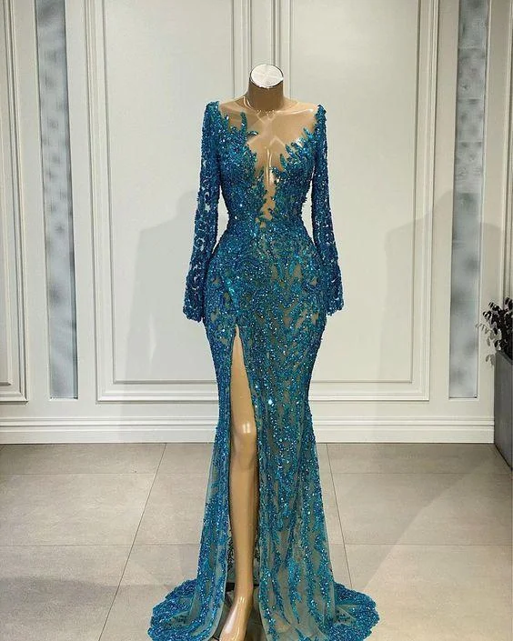 Memaid Long Prom Dress Sexy Evening Gown M5948