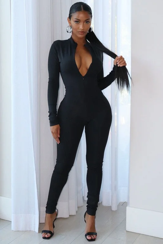 Mock Neck Bodycon Jumpsuit