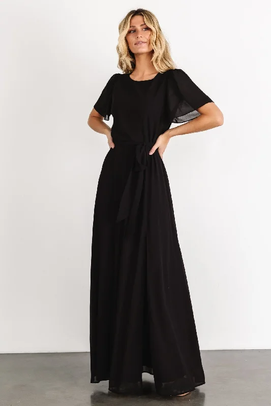 Naomi Short Sleeve Maxi Dress | Black