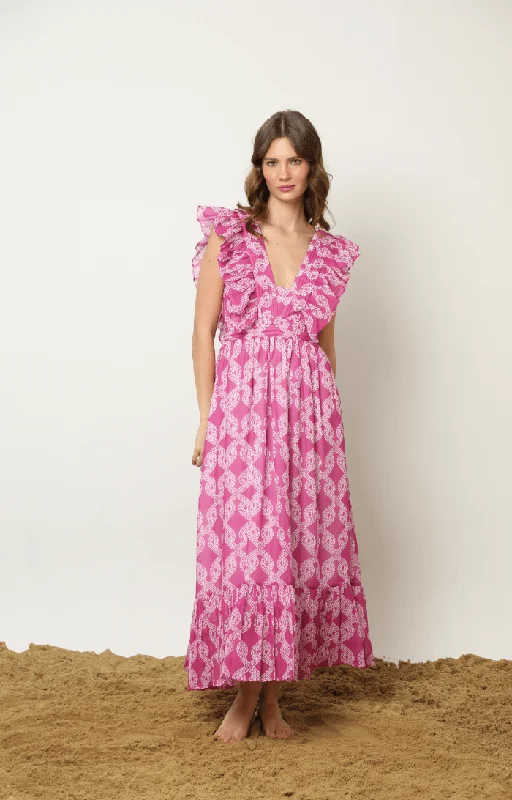 Victoria Dress in Knots Magenta