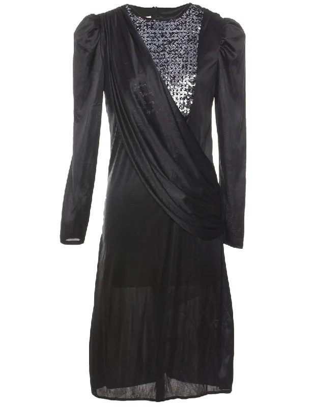 Black 1980s Evening Dress - M