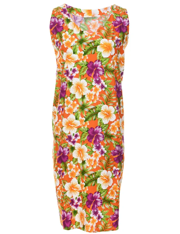 Floral Print Shift Dress - XL