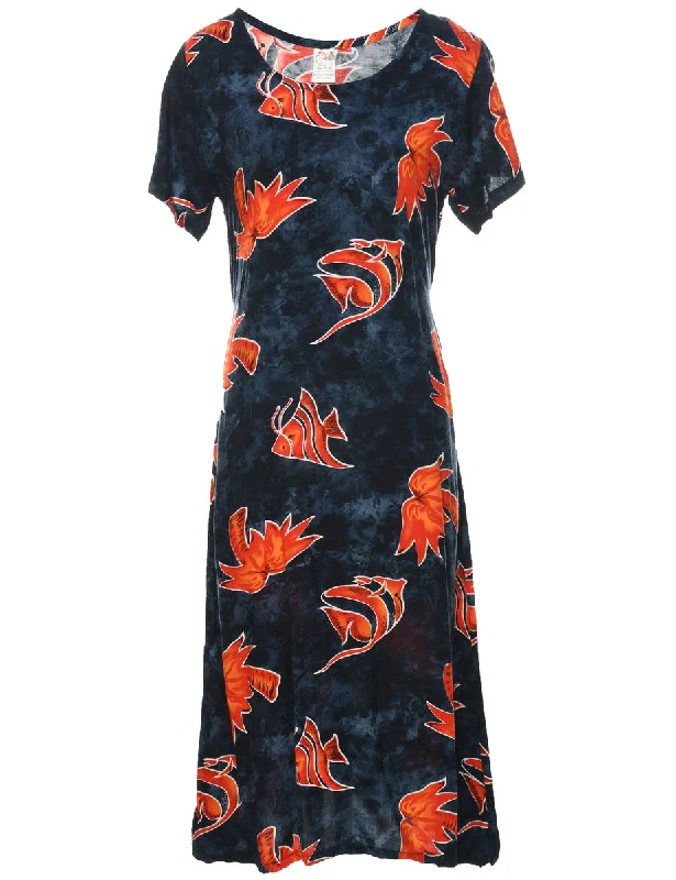 Navy Fish Dress - M