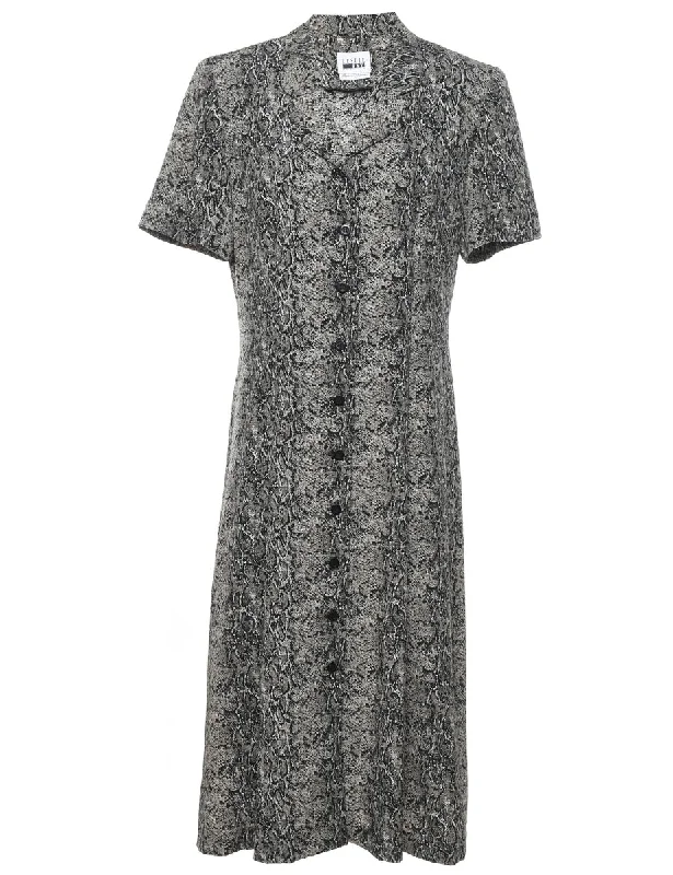 Snakeskin Finish Shirt Dress - L