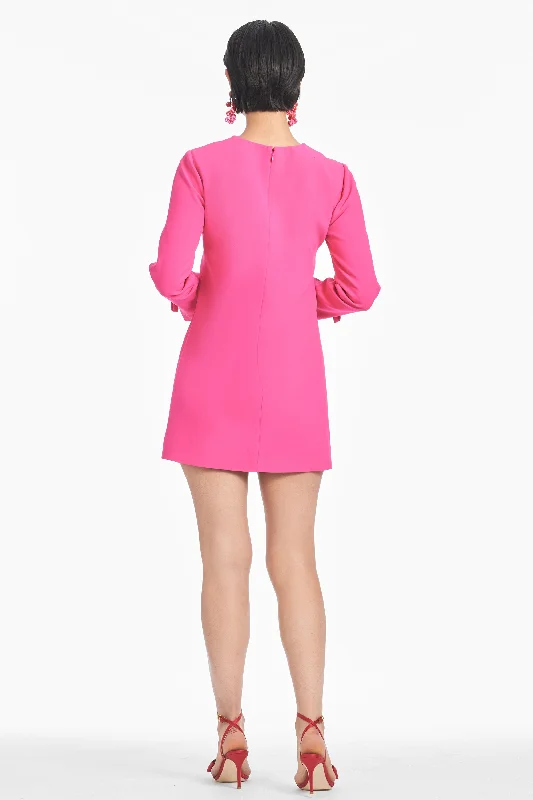 Embroidered Lily Dress - Electric Pink