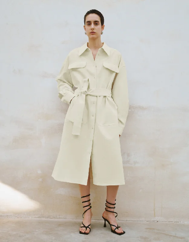 Lapel Straight Shirt Dress With Belt