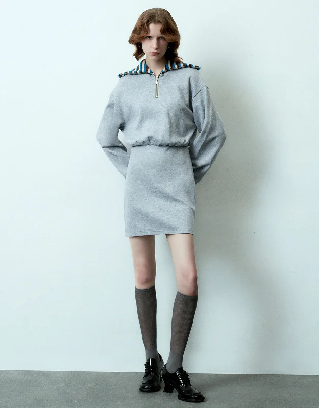 Zip Half Placket Knitted Dress