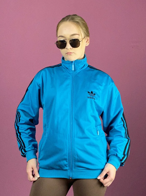 90s Adidas Vintage Women's Track Jacket - S Blue Polyester