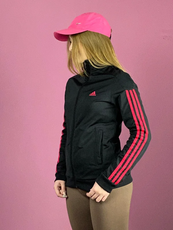 Adidas Vintage Women's Track Jacket - M Black & Pink Polyester