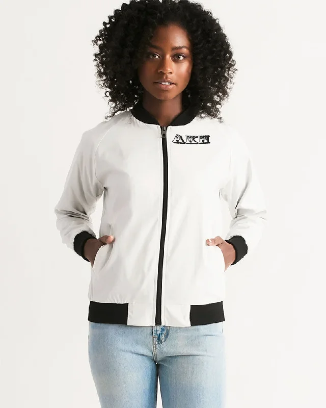 AKH White & Black Women's Bomber Jacket