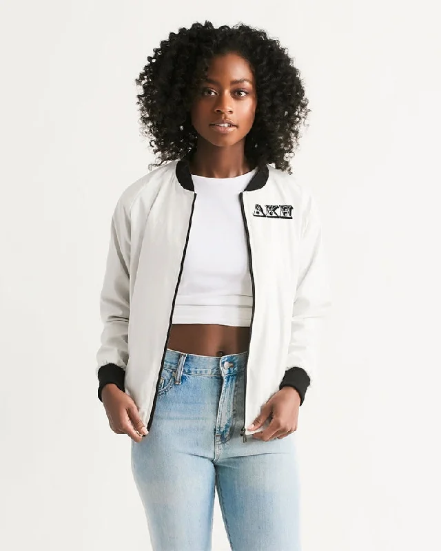 AKH White & Black Women's Bomber Jacket