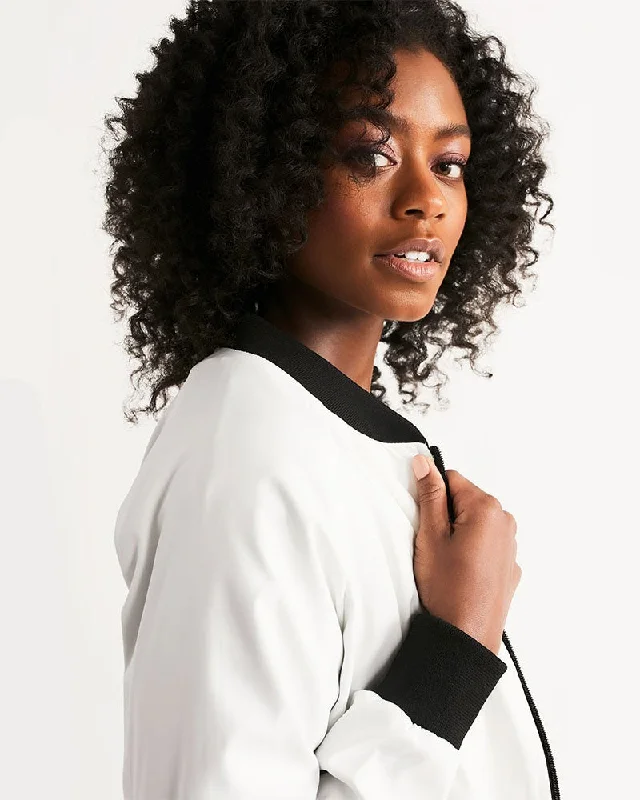 AKH White & Black Women's Bomber Jacket